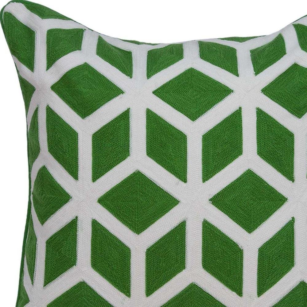 20" Green and White Throw Pillow