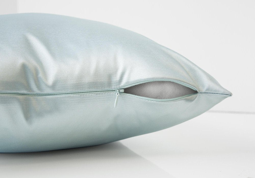 Set of Two 18" Mint Green Satin Throw Pillows