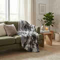 50" X 70" Dark Gray and Ivory Faux Fur Plush Throw Blanket