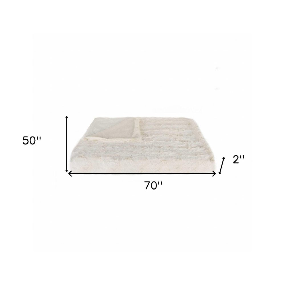 Off White Woven Acrylic Patchwork Plush Throw