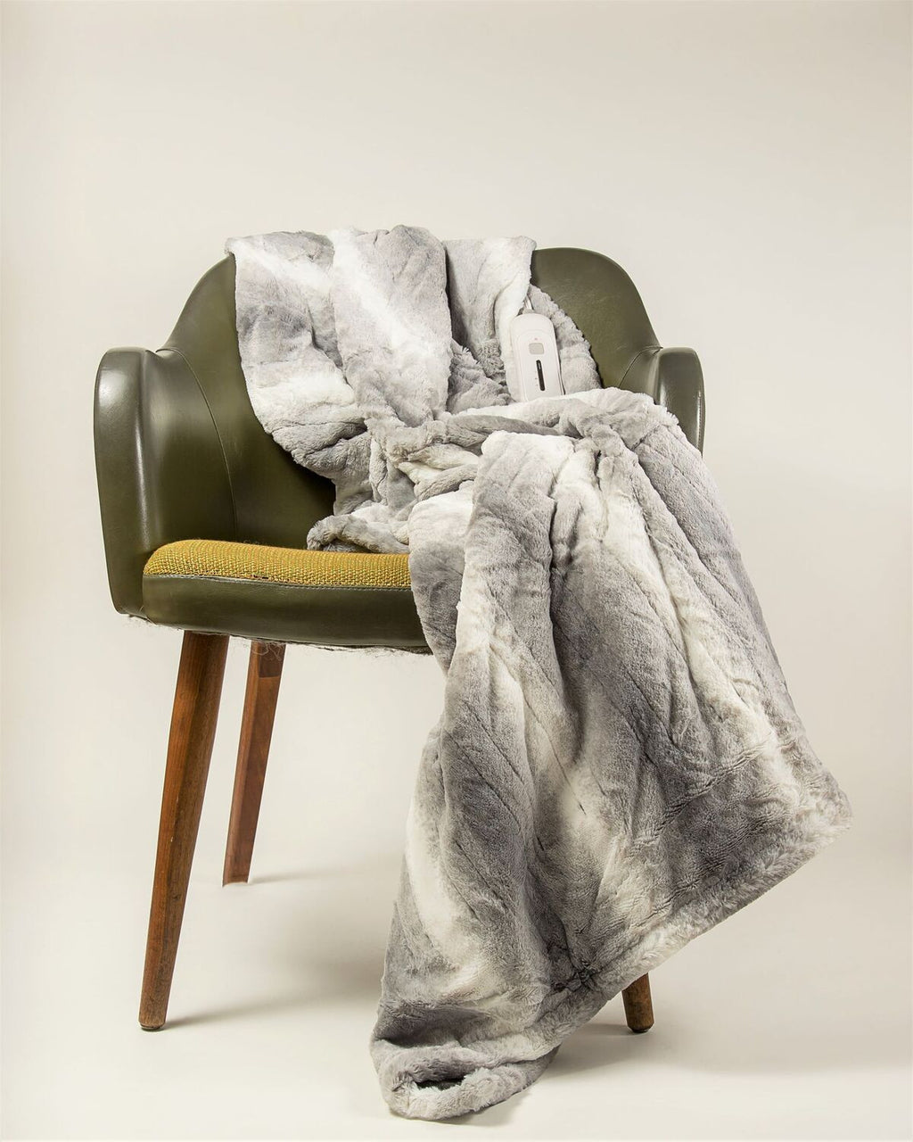 50" X 60" Gray And White Heated Electric Striped Throw Blanket