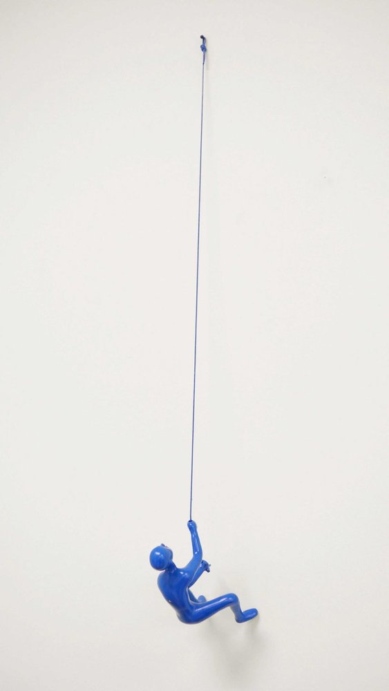 6" X 3" Blue Resin Climbing Man Hanging Dimensional Sculpture