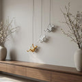 Set of Three Gold Silver And White Resin Hanging Dimensional Sculpture