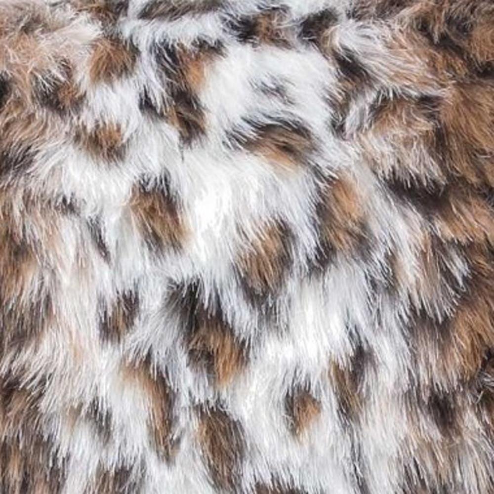 Set of Two 18" Brown White And Black Faux Fur Throw Pillows