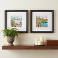 12" X 12" Brushed Silver Frame Palm Tree Set Of 2