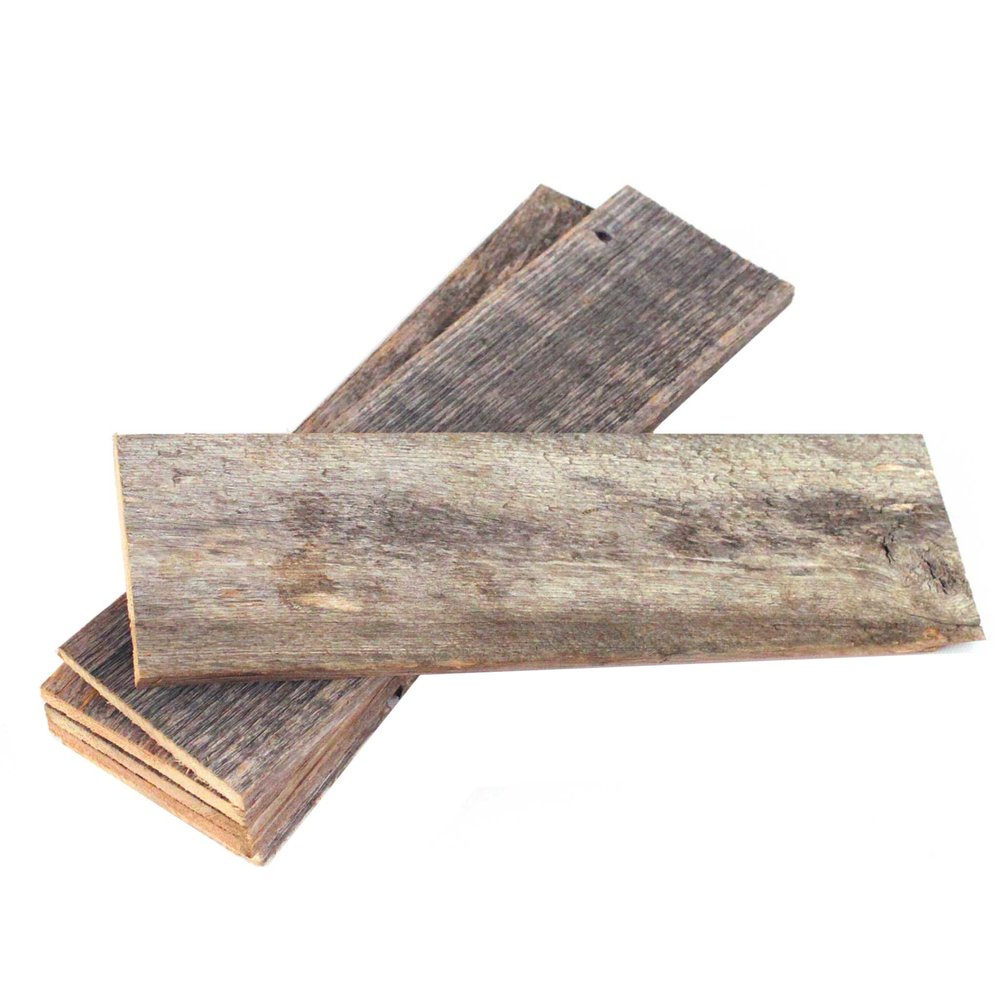 Set of Six 4" X 48" Gray and Brown Wood Plank Wall Decor