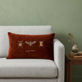 Golden Insects Velvet Throw Pillow