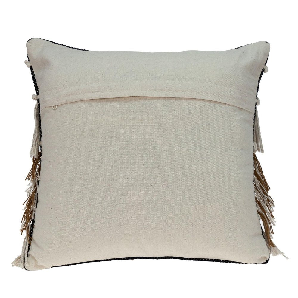 18" Black and Ivory Striped Cotton Blend Throw Pillow with Texture