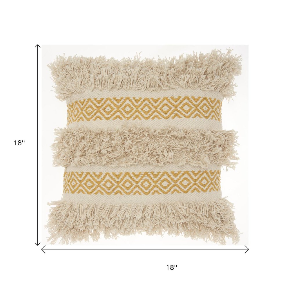 Mustard Diamond Patterned Throw Pillow