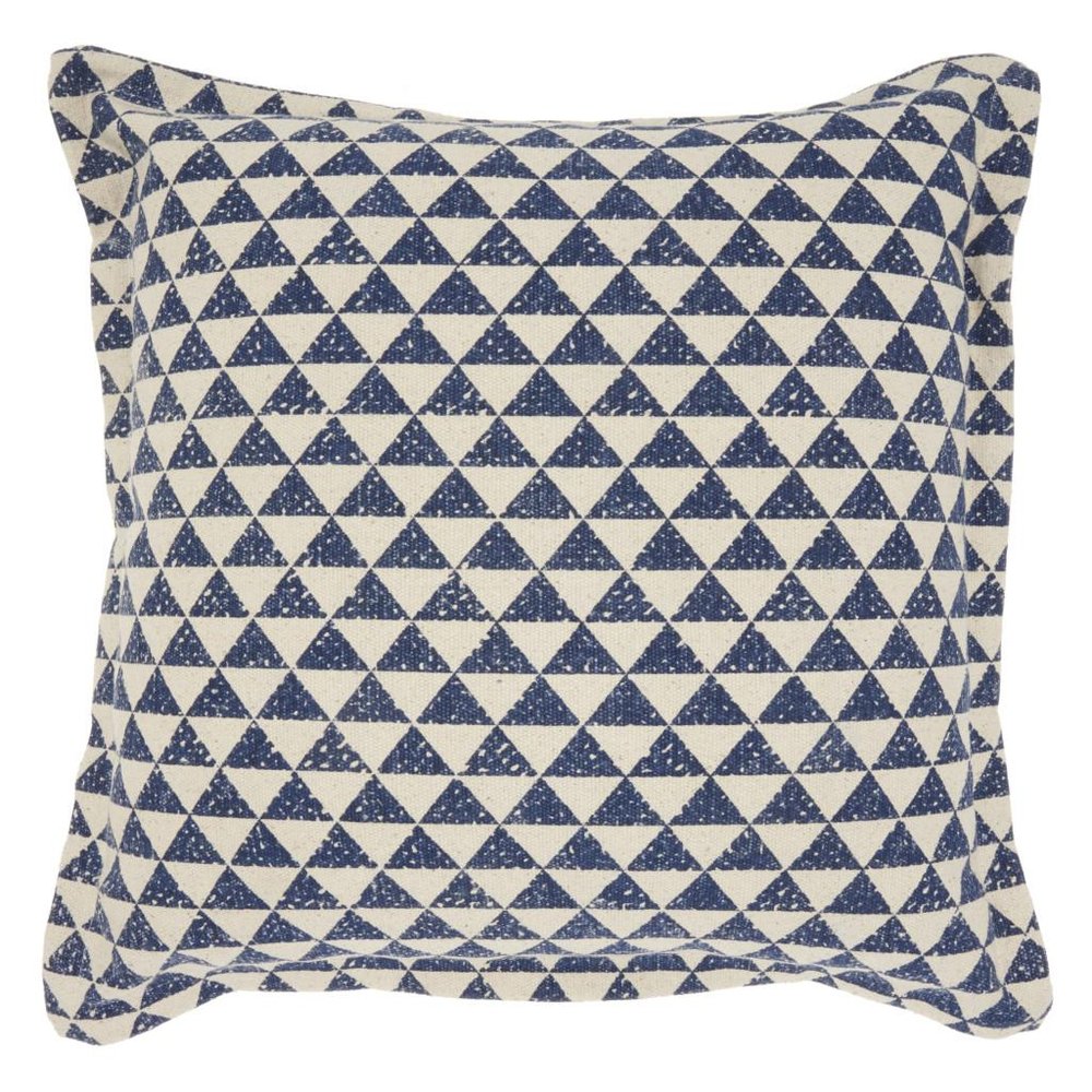 Indigo And Ivory Triangle Design Throw Pillow