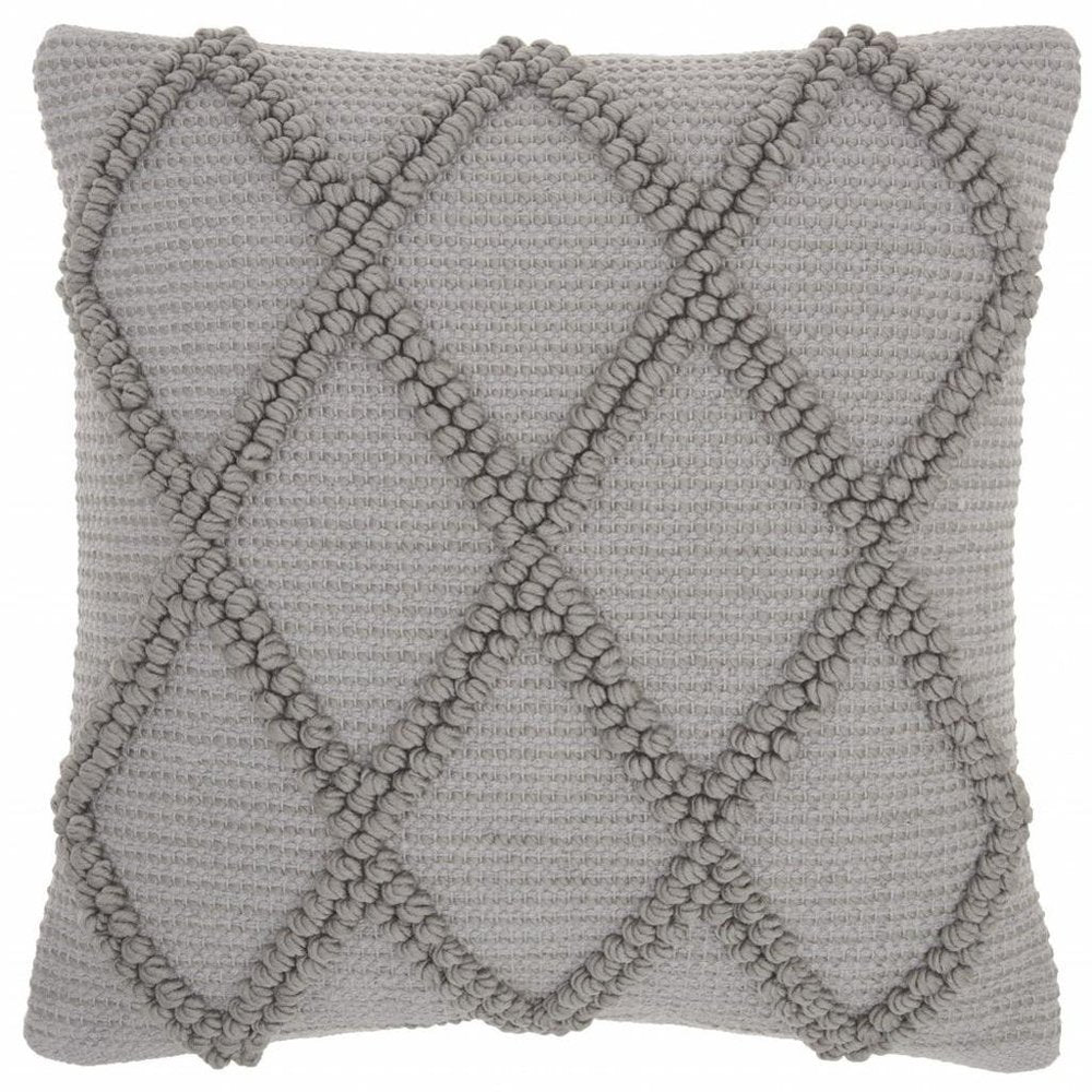 Light Gray Textured Lattice Throw Pillow