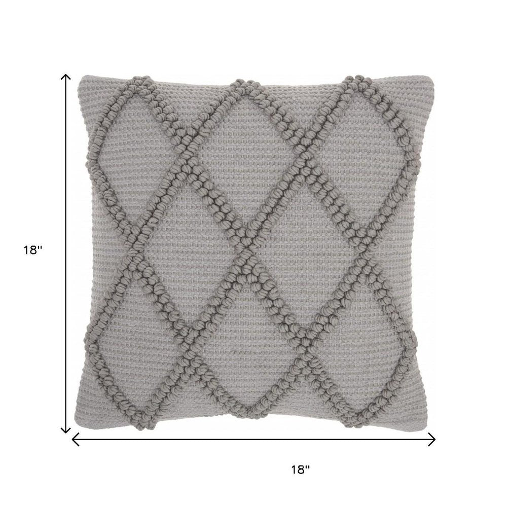 Light Gray Textured Lattice Throw Pillow