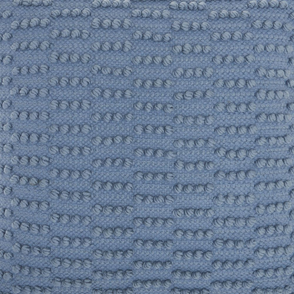 18" Blue Dot And Stripe Polyester and Cotton Blend Throw Pillow With Texture