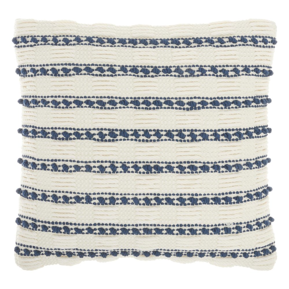 18" Navy Cotton Blend Throw Pillow