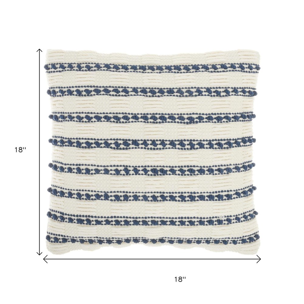 18" Navy Cotton Blend Throw Pillow