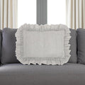 16" X 24" Gray Pillow With Ruffled Edges