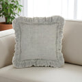 24" Light Gray Pillow With Ruffled Edges