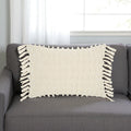 14" X 20" White Cotton Throw Pillow