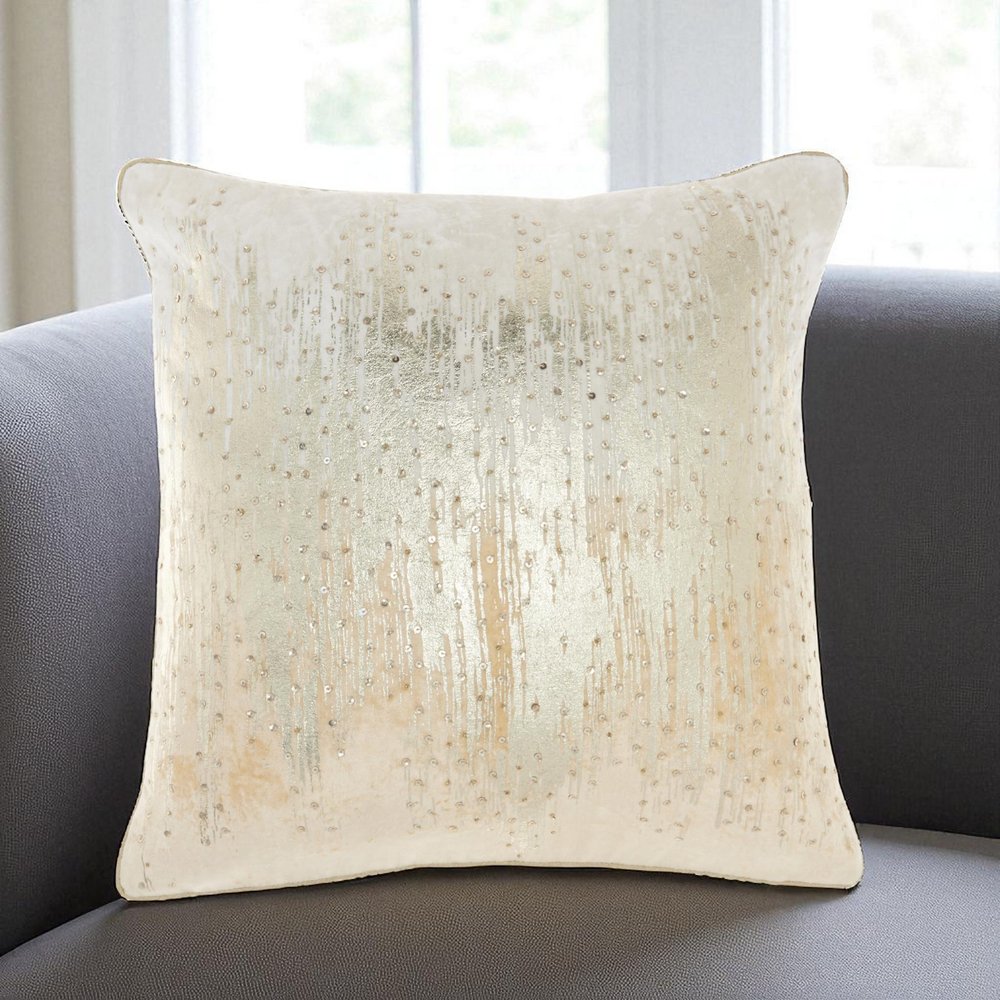 18" Cream Velvet Throw Pillow