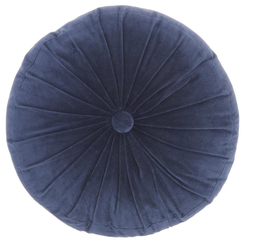 16" X 16" Dark Blue Round Velvet Throw Pillow