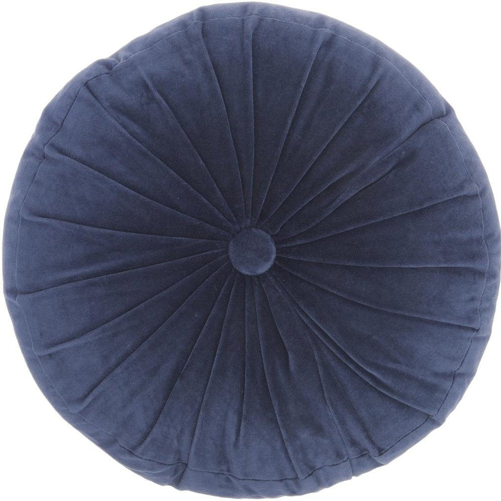 16" X 16" Dark Blue Round Velvet Throw Pillow