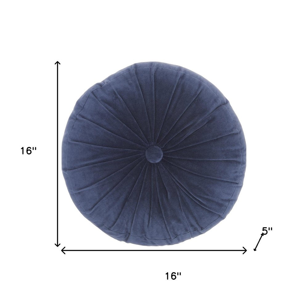 16" X 16" Dark Blue Round Velvet Throw Pillow