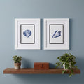 Set Of Two 11" x 9" Blue And White Seashell Wall Art