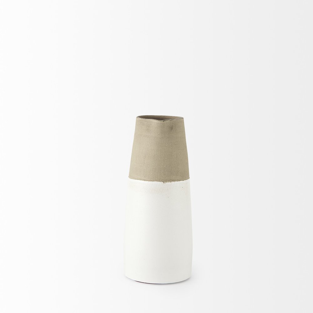 10" Rustic Organic White And Natural Decorative Jug