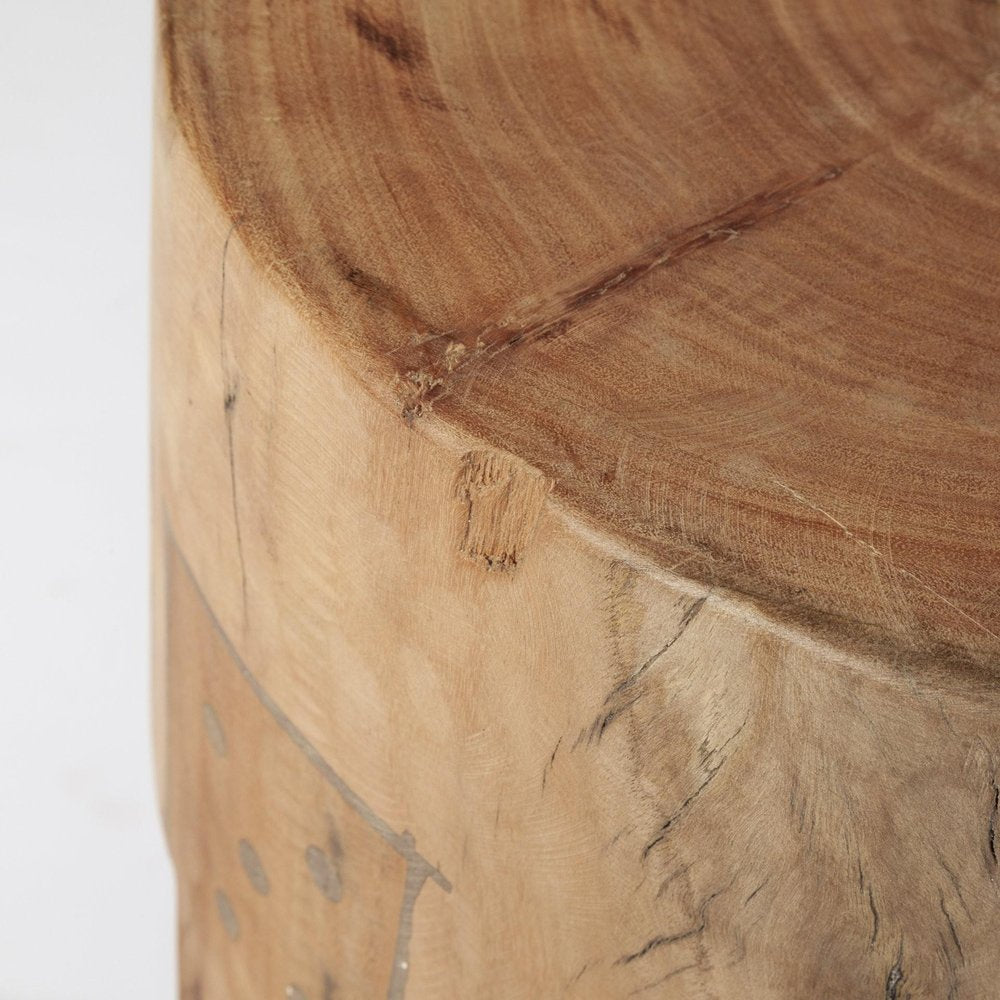 18" Natural And Brown Distressed Reclaimed Wood Round End Table