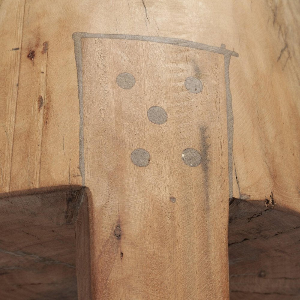 18" Natural And Brown Distressed Reclaimed Wood Round End Table