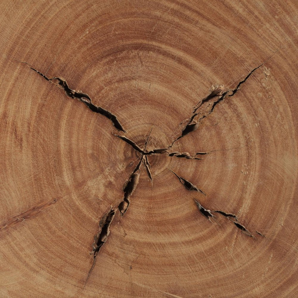 18" Natural And Brown Distressed Reclaimed Wood Round End Table