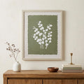 Moss Green and White Botanical Flowers 2 Wall Art