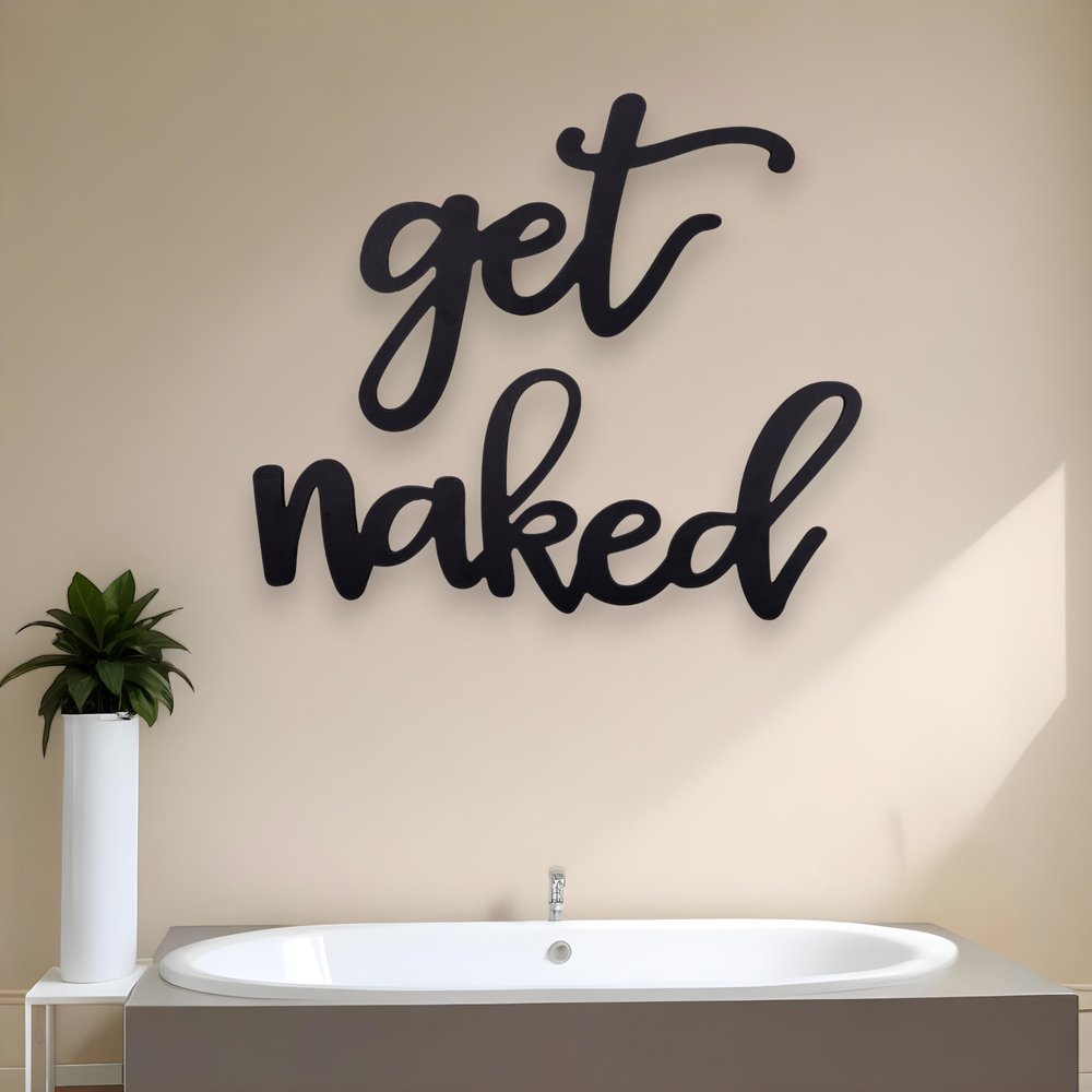 Black Metal Get Naked Wall Sign