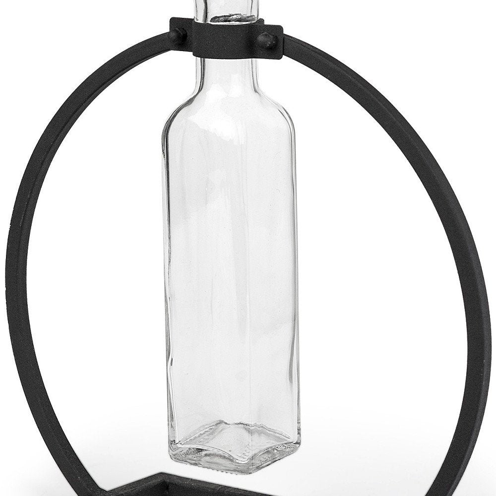 10" Black Abstract Cylinder Metal Table Vase