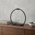10" Black Abstract Cylinder Metal Table Vase