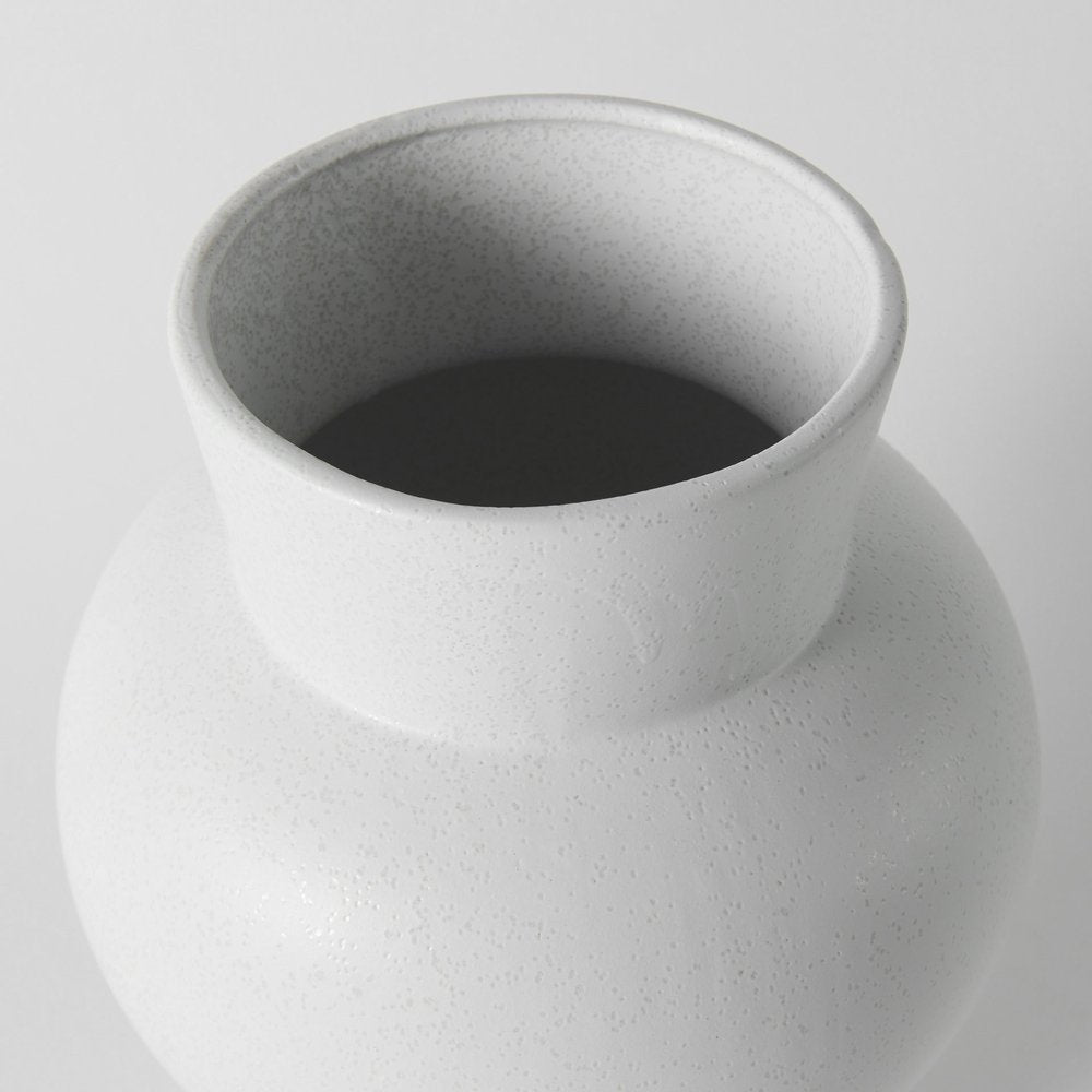 11" White Abstract Cylinder Ceramic Table Vase