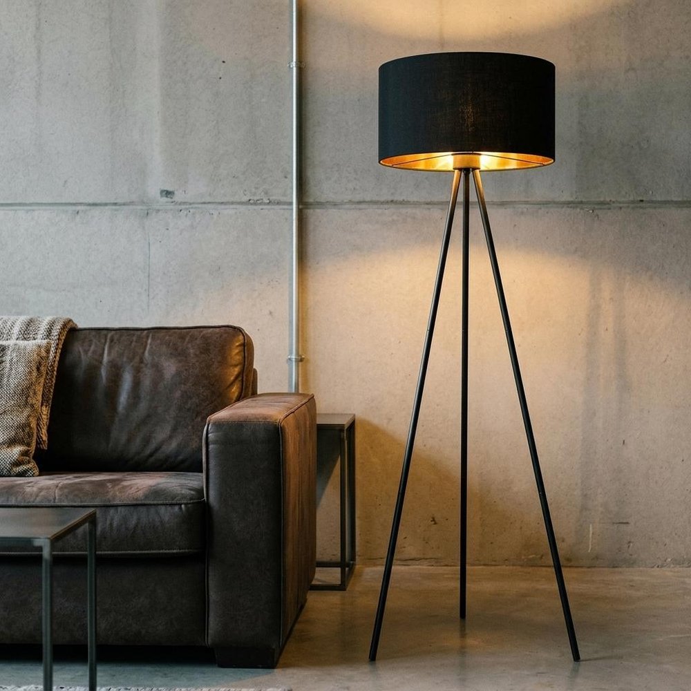 58" Matte Tripod Floor Lamp With Black Drum Shade