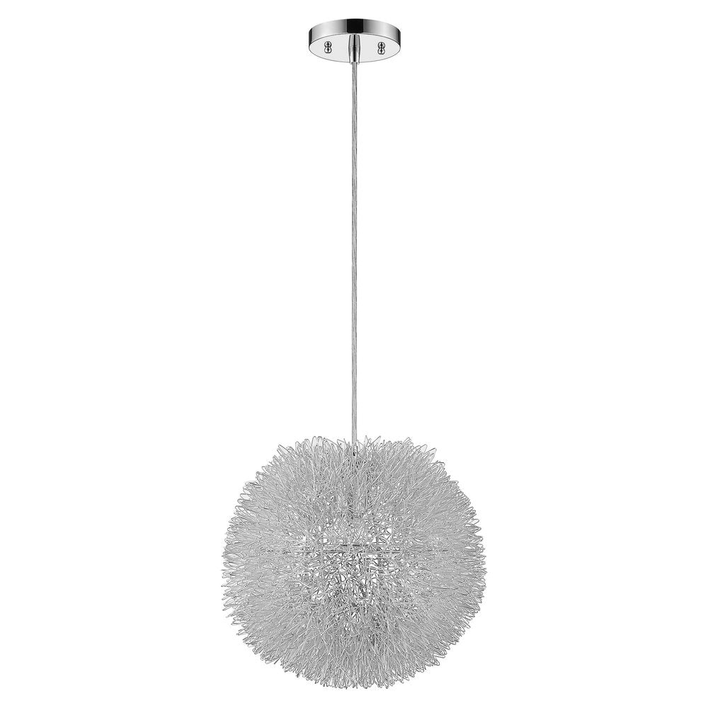 Luminary 1-Light Metallic Silver Pendant With Hand Woven Aluminum Wire Shade (15")