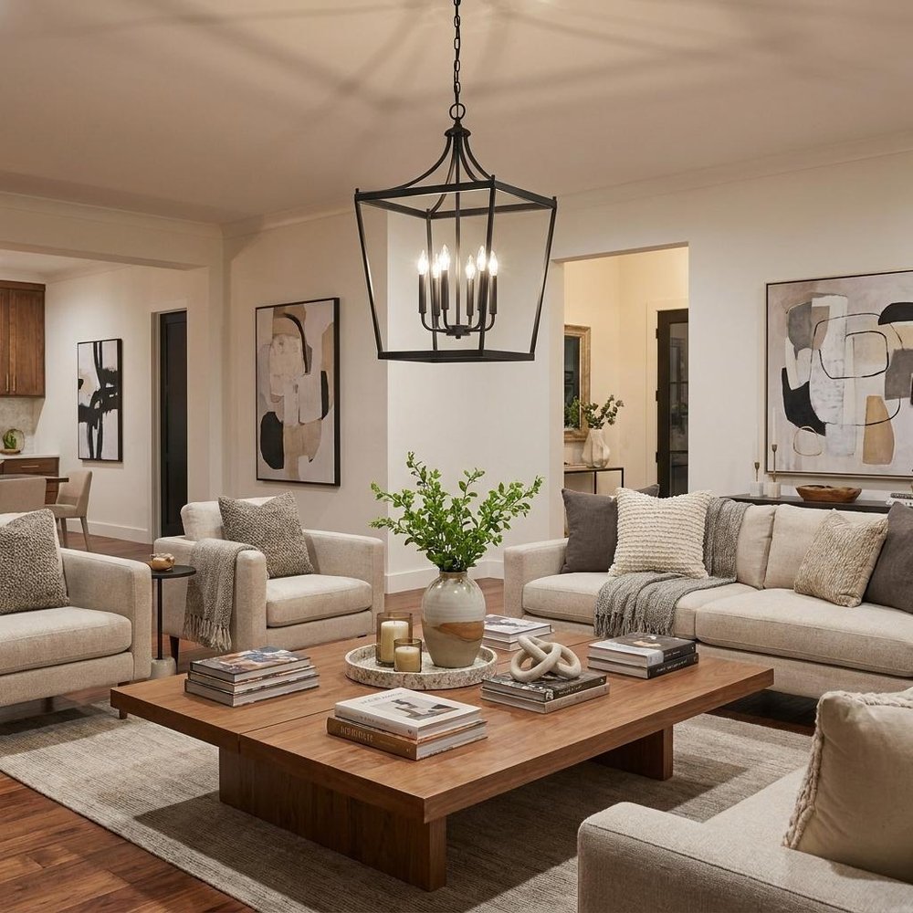 Brown Metal Six Light Dimmable Ceiling Light