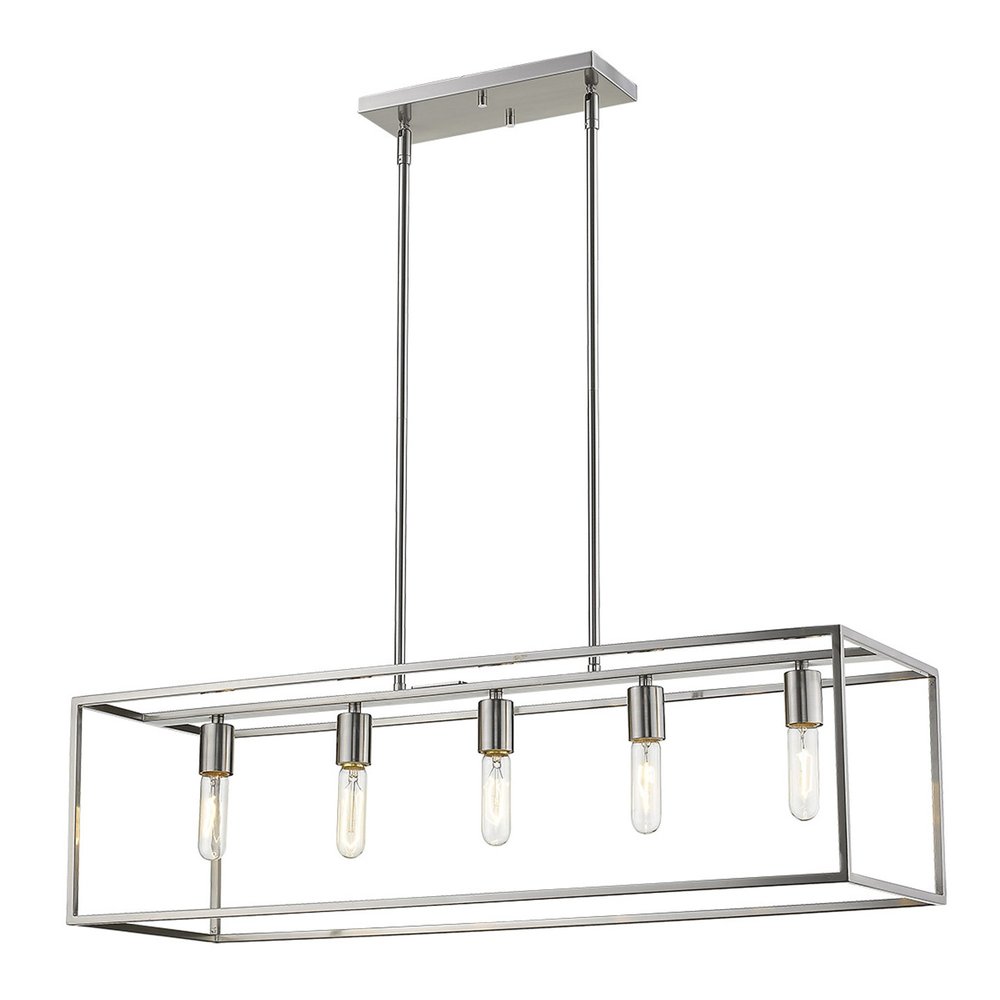 Silver Metal Five Light Dimmable Ceiling Light