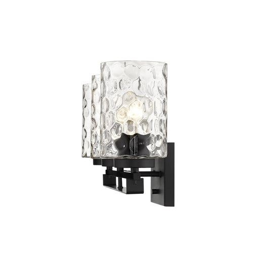 10" Black And Clear Metal and Glass Vanity Flush Mounted Sconce