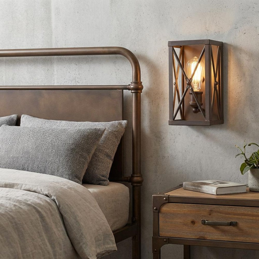 Matte Black Metal Geometric Wall Light