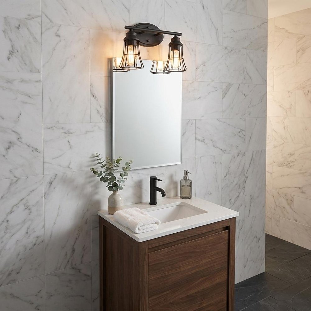 9" Black Metal Vanity Flush Mounted Sconce
