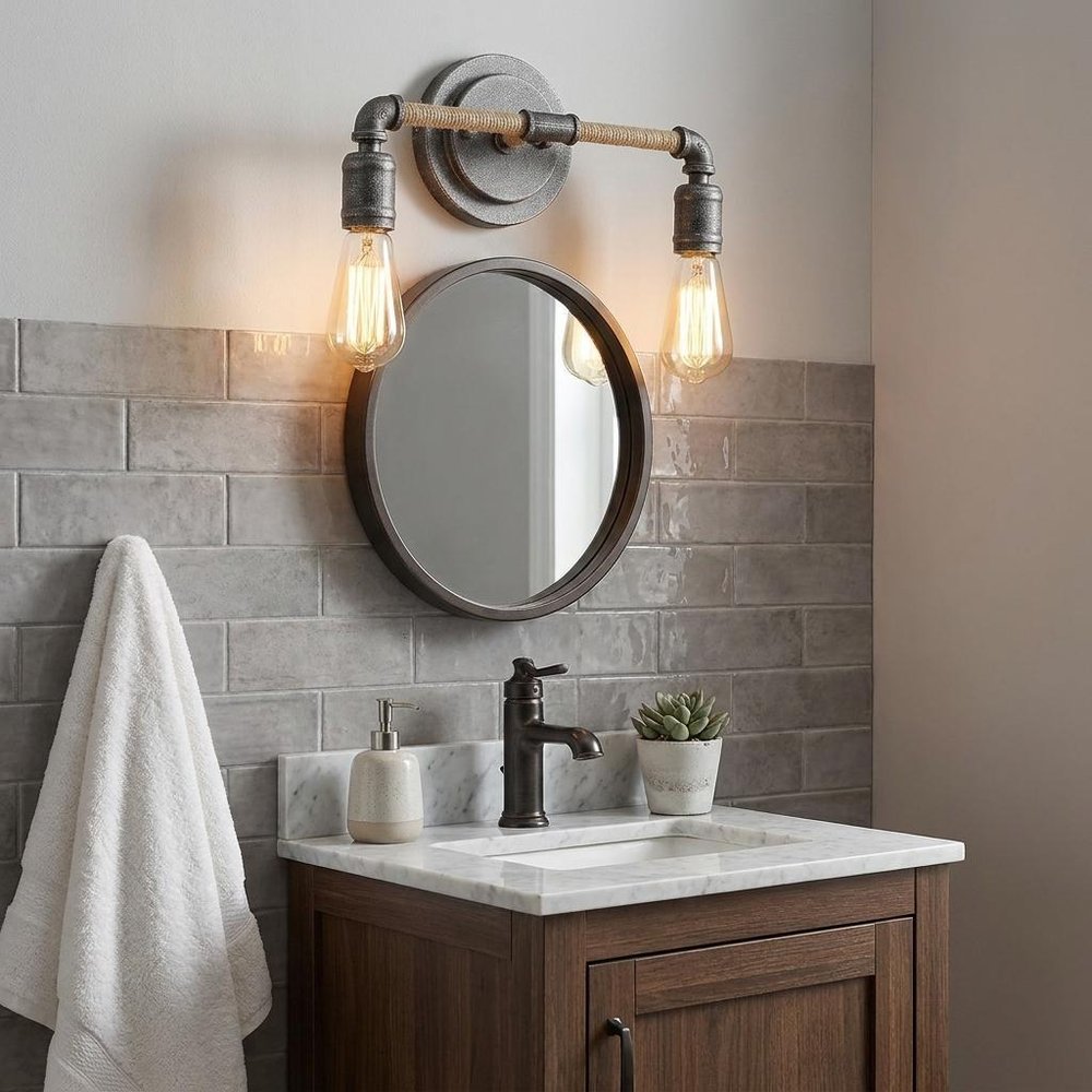 Industrial Textured Gray Wall Light