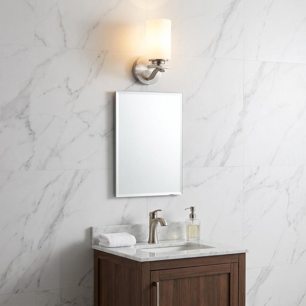One Light Bronze and Glass Wall Sconce
