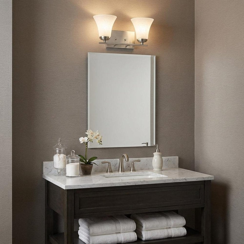 8" Antiqued Bronze Metal and Glass Vanity Flush Mounted Sconce