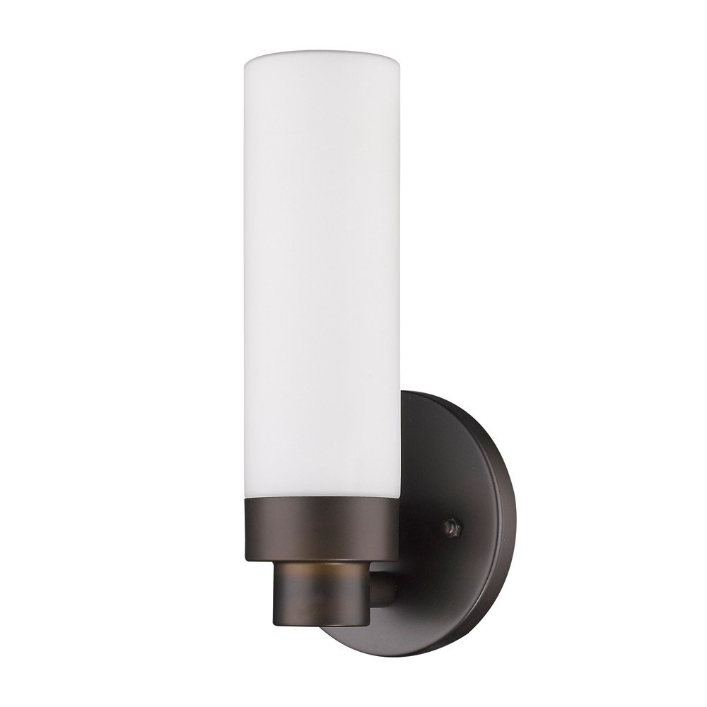 Matte Black Wall Light with Narrow Frosted Glass Shade