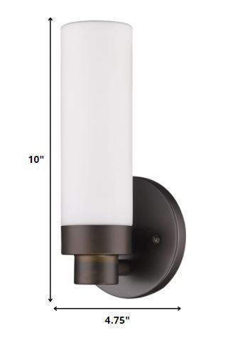 Matte Black Wall Light with Narrow Frosted Glass Shade