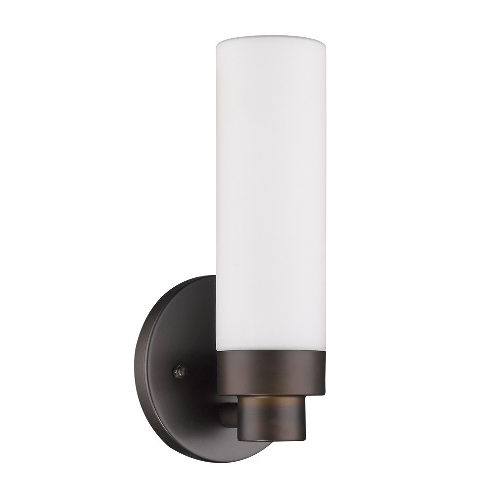 Matte Black Wall Light with Narrow Frosted Glass Shade