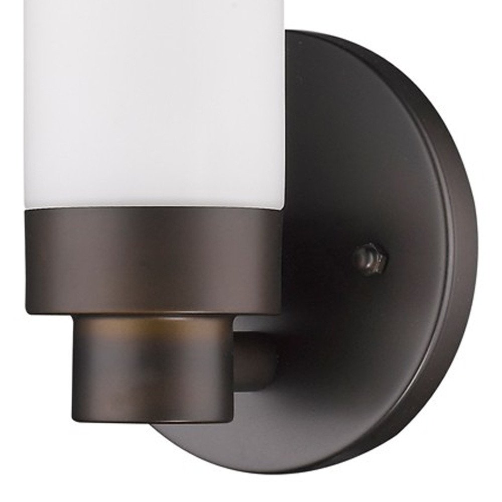 Matte Black Wall Light with Narrow Frosted Glass Shade